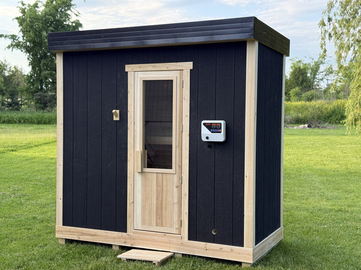 Finished sauna installed outdoors